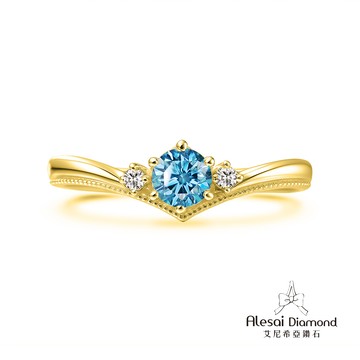 Alesai艾尼希亞鑽石 0.30 克拉 藍鑽鑽戒 頂級濃郁彩度 彩鑽 培育鑽石