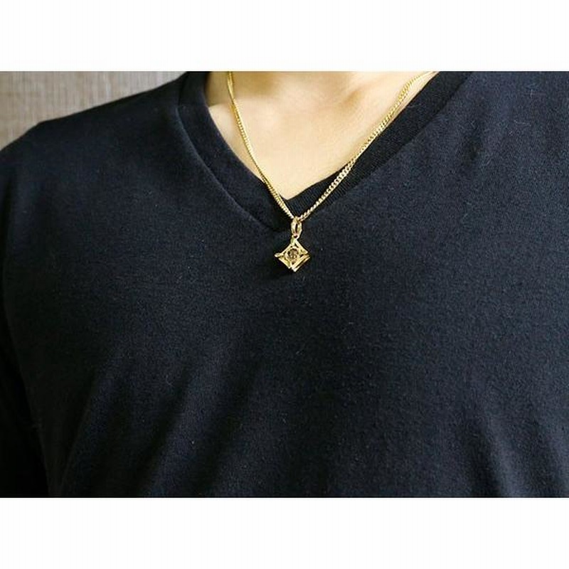 ネックレス メンズ 18金 ペンダントトップ ブラウンダイヤモンド