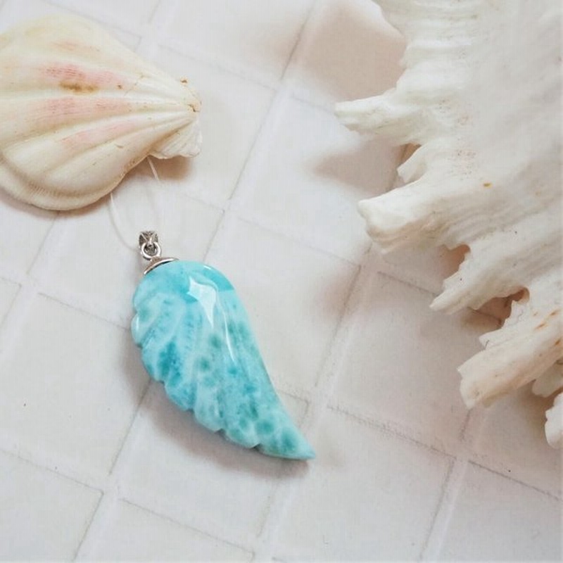 ラリマー ペンダント フェザー 羽 海 アクセサリー 通販 Lineポイント最大0 5 Get Lineショッピング