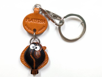 比目魚 迷你 真皮鑰匙圈 手作 日本製 立體造型 VANCA