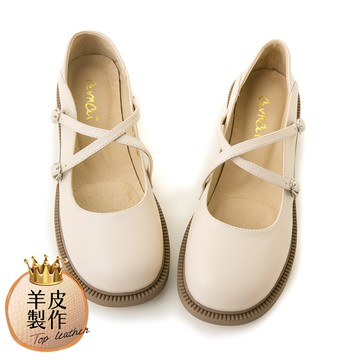 《漫步英倫》2WAY全真皮瑪莉珍鞋 杏 GC21BE