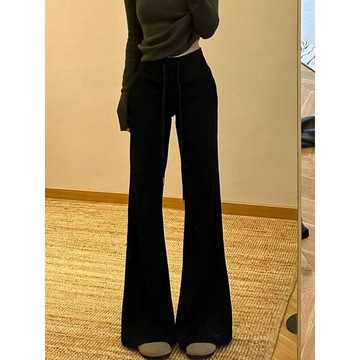 台灣出貨 秋冬褲子女 長褲女 美式微喇褲女2025秋冬新款高腰修身垂感顯瘦百搭慵懶運動休閒長褲