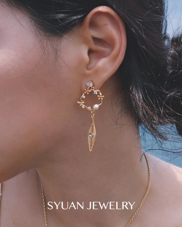 Pule 夏日異國珍珠水鑽耳環 生日 情人節禮物