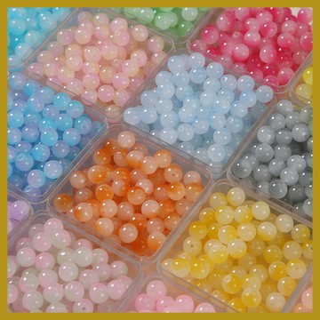 （50個/包）新款雙色琉璃珠散珠 diy漸變圓珠散珠 串珠 串珠材料 串珠材料包 珠珠材料 手串材料