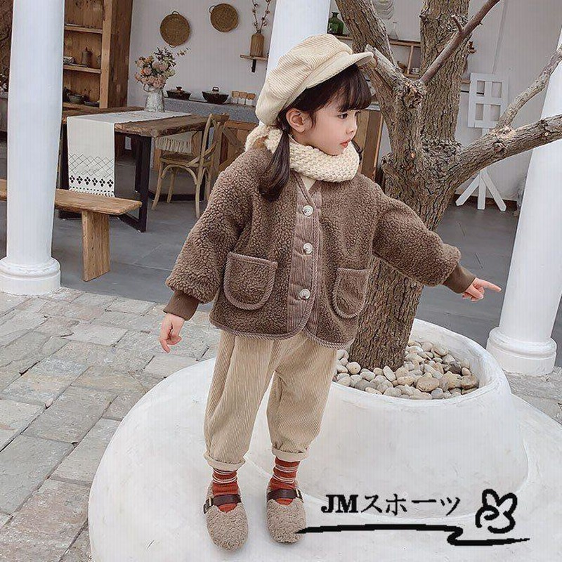韓国子供服 トップス 子ども服 女の子 裏起毛 ボアジャケット もこもこ ...