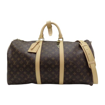 【二手名牌BRAND OFF】LOUIS VUITTON LV 路易威登 棕色 原花帆布 Keepall Bandouliere 50 手提行李袋 M44740
