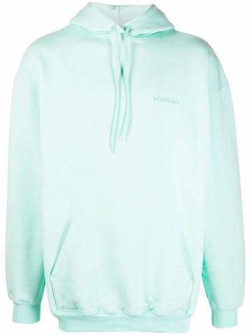 Balenciaga - embroidered logo oversized-fit hoodie - women - Cotton/Polyester - S - Green
