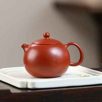 茶壺 宜興紫砂 西施壺 原礦朱泥手工茶壺河豚西施190ml 手工壺 朱泥西施紫砂壺