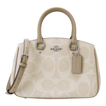 COACH SAVANNAH 金馬車防刮LOGO PVC兩用包(淺卡其)小