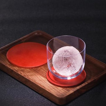 酒吧傳奇 高級紅色皮質杯墊 雞尾酒墊防滑墊酒吧墊手工圓形皮杯墊