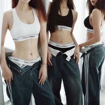 【台灣現貨】實拍 同款CK&almx女士內衣性感吊帶文胸套裝外穿美背心女舒適運動文胸