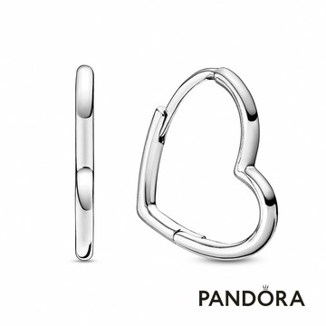 [客製化卡片]【Pandora官方直營】小型不對稱心型耳環圈-925銀