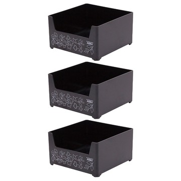 佳斯捷 小花輪可疊用置物架  黑色  3個