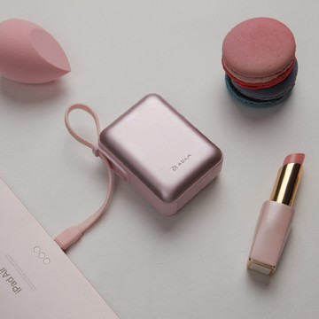 【亞果元素】VIONTA Q 輕巧款自帶線行動電源-粉色