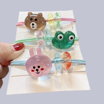 韓國網紅新款發飾皮筋扎頭發女孩可愛卡通動物發圈發繩水晶頭飾品