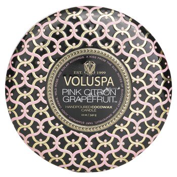 【Voluspa】3個燈芯裝飾錫芳香蠟燭 -Pink Citron Grapefruit