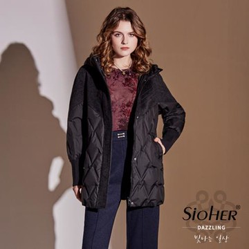 SiOHER.D韓國拼接鵝絨修身連帽外套