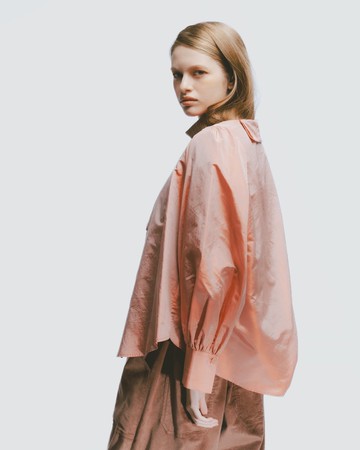 UUIN_真絲宮廷袖綁脖上衣(粉)