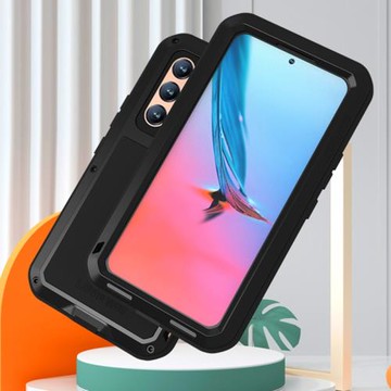 防摔裝甲適用三星S22金屬Ultra硅膠全包+Plus手機殼保護套歐美潮