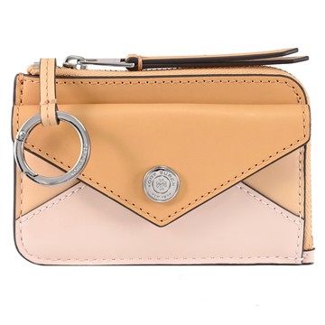 TORY BURCH 165034 漆面拼接鑰匙卡片零錢包.淺粉/棕