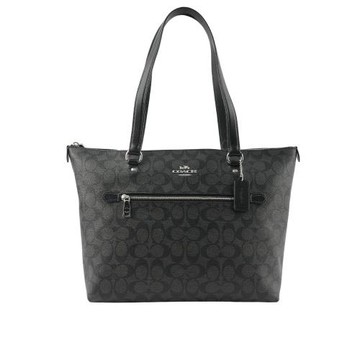 COACH Gallery 塗層帆布拉鍊托特包(石墨黑)