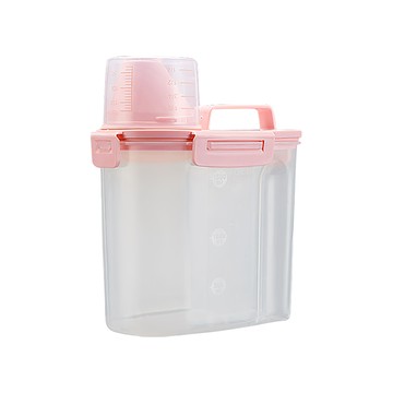 塑膠儲糧桶 4卡扣 粉色 小 1.7L  1個