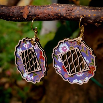 【日花格紙】立涌-木格鏤空窗花和紙垂吊大耳環