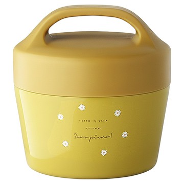 SABU HIROMORI PIANTA 復古文青小花可提式不鏽鋼雙層保冷保溫便當盒 550ml  1個  黃色