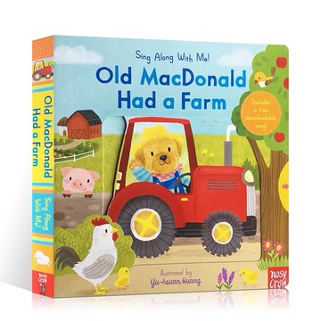 送音頻「Old Macdonald had a farm」聽唱玩童謠遊戲書 厚紙板書 操作機關書 推拉書 轉轉書 有聲書