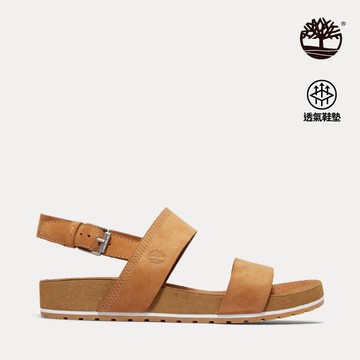 【網路限定】Timberland 女款棕色後帶式皮革涼鞋|A1MQGF13