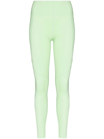 Y-3 - panelled logo leggings - women - Recycled Polyamide/Elastane - S - Green