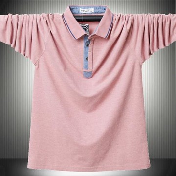 2025春季新品男士長袖T恤商務上班POLO衫薄款寬松型加肥特大碼