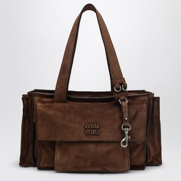 Utilitaire bowling bag in cocoa suede