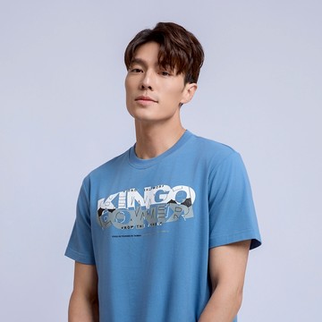 KINGO男款｜牛仔藍印花T恤 511125｜官方直營