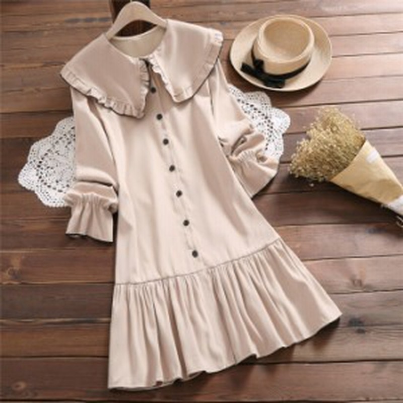 送料無料 大きめ襟ワンピース 長袖 ワンピース ギャザー ワンピース 女子高生 通学 ゆったり 春服 レディース ワンピース 森ガール M 2xl 通販 Lineポイント最大1 0 Get Lineショッピング