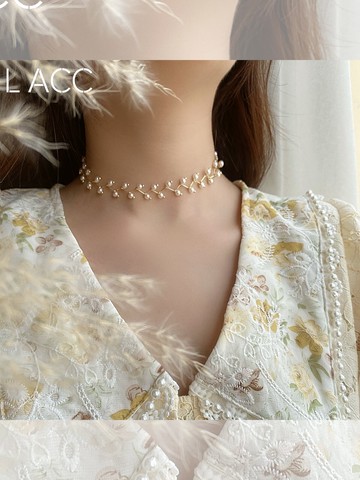 高亮珠珠橄欖枝 珍珠 仙女款 小L同學鎖骨鏈珍珠項鏈