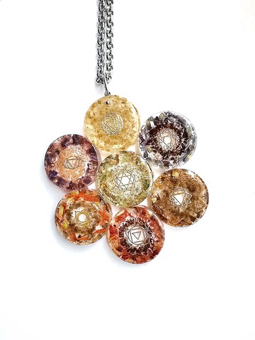 七脈輪花精長頸鏈 Seven Chakras Hz Floral Long Necklace