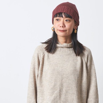 【日本製】CHARM 有機棉麻花針織保暖毛帽