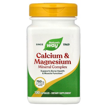 Nature's Way, 鈣鎂礦物質復合物，750 毫克，100 粒膠囊（每粒膠囊 250 毫克）