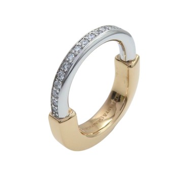 Tiffany & Co 蒂芬妮 18K白/玫瑰金 鑽石 Lock 戒指 【二手名牌BRAND OFF】