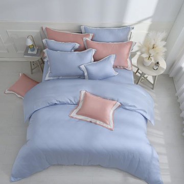 【馨眠Kim Gu Living】60支100%天絲四件式兩用被床包組-香緹粉、寧靜藍(特大)