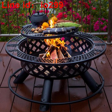 戶外烤火爐圍爐煮茶燒烤爐庭院冬天木柴炭火取暖小火盆鐵藝篝火爐