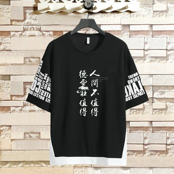 德云社聯名休閑運動周邊云鶴九霄短袖T恤男青少年假兩件衣服夏