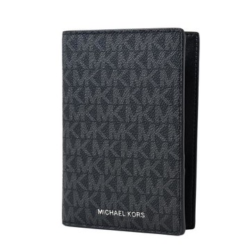 MICHAEL KORS 緹花LOGO對開護照夾-黑色