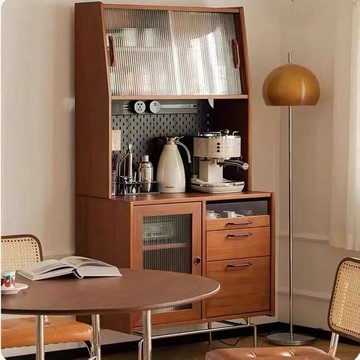 免運/公司貨 餐邊櫃 原木餐邊櫃 北歐實木餐邊客廳儲物柜酒柜日式復古廚房一體靠墻高柜茶水收納 可開發票 全館五折 工廠現貨直銷 新品特價 z10302