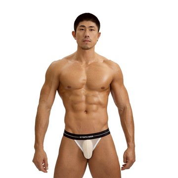GTOPX MAN 【台灣現貨】透視網布提臀男士三角內褲 U字囊袋 低腰囊袋設計 舞池必備-黑/白 (GT407)