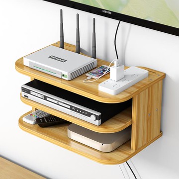 jl01-4免打孔wifi墻上電視機頂盒置物架墻壁路由器收納盒掛墻支架 雙11全館免運