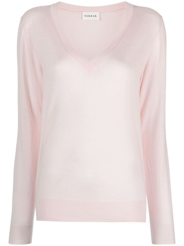 P.A.R.O.S.H. - fine-knit V-neck top - women - Cashmere/Wool/Silk - L - Pink