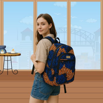 Nabi House 手工絎縫後背包 – 非洲印花圖案