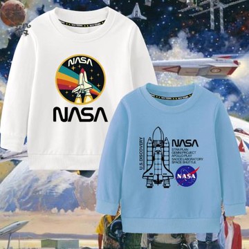 美國宇航員NASA航空飛機太空聯名同款圓領衛衣男女兒童裝學生長袖